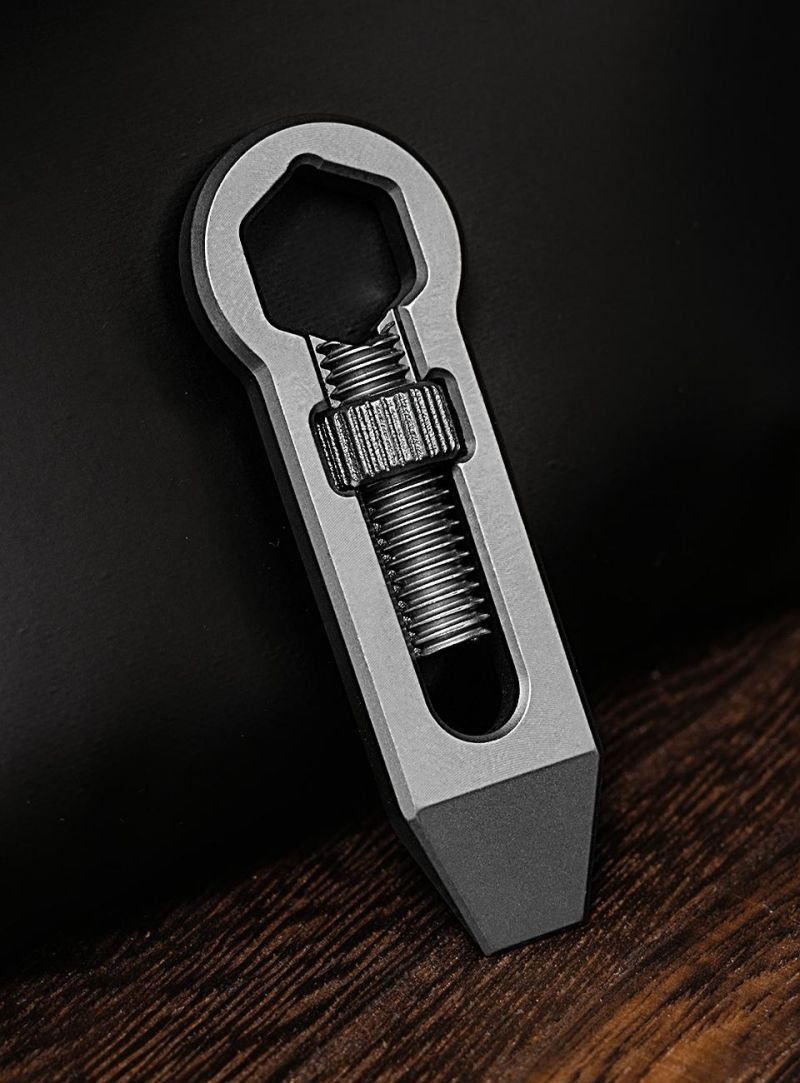 EDC Mini Titanium Adjustable Wrench Pry Bar Crowbar Pocket Multi Tools Keychain