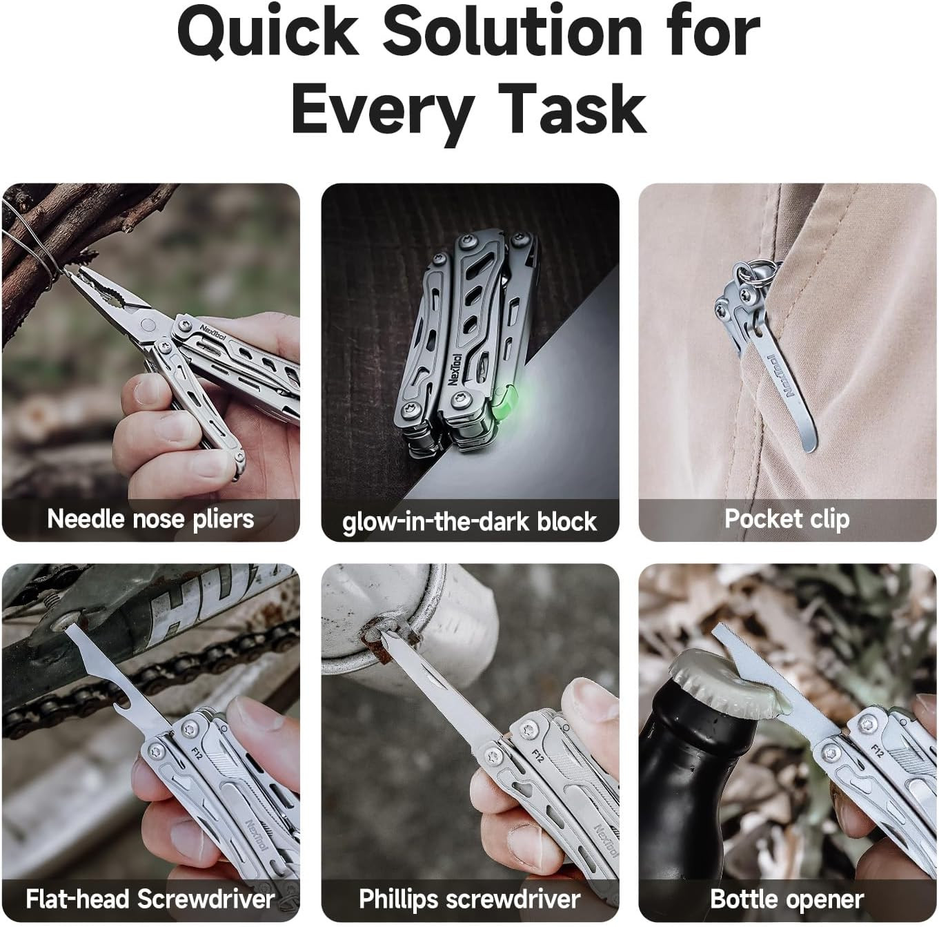Nextool F12 Mini Multitool, 13-In-1 Keychain Multitool with Serrated Scissors, F