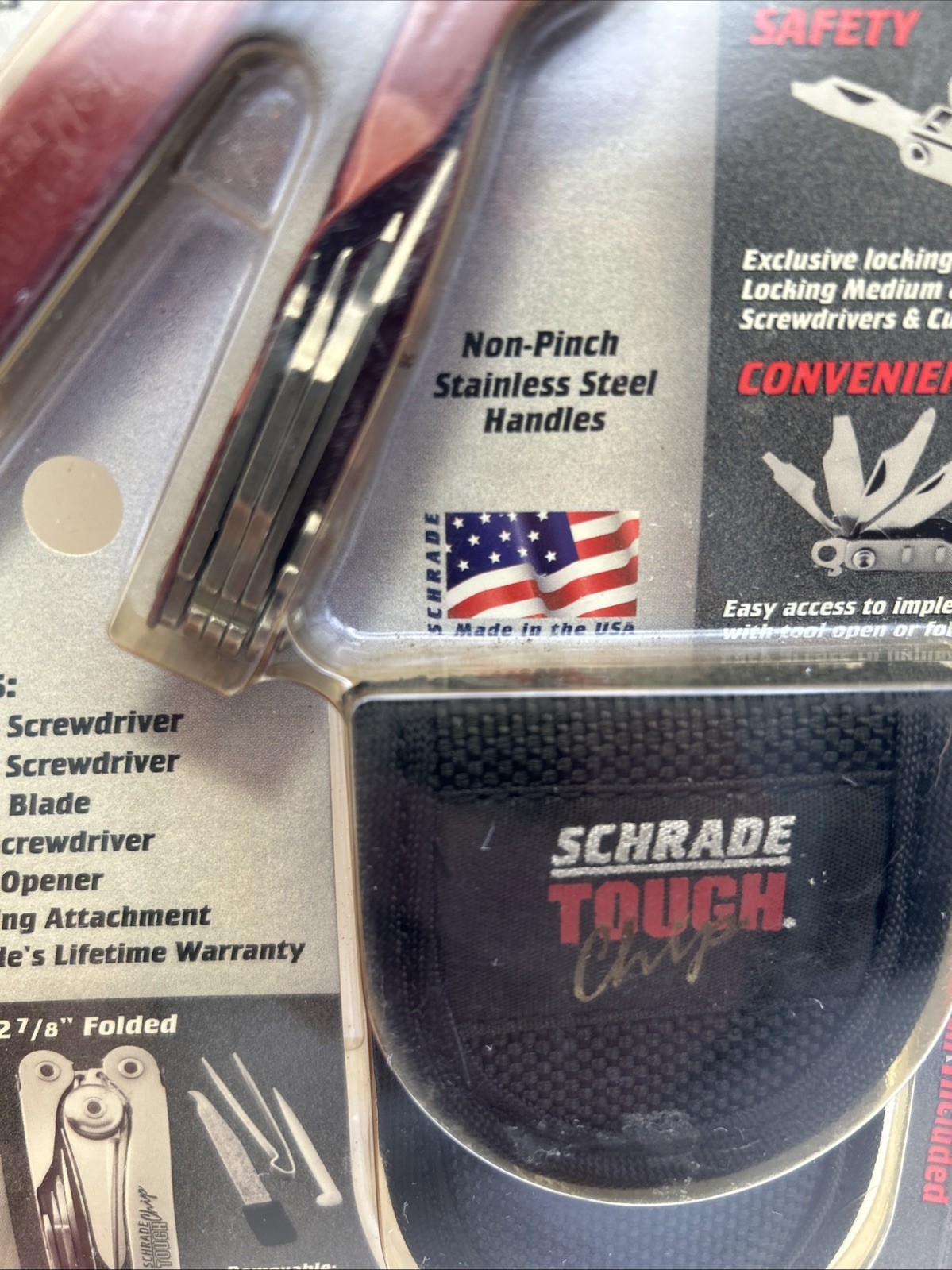 Schrade Tough Chip Compact Multi-Tool USA NOS -Red Grip ST2NCPR
