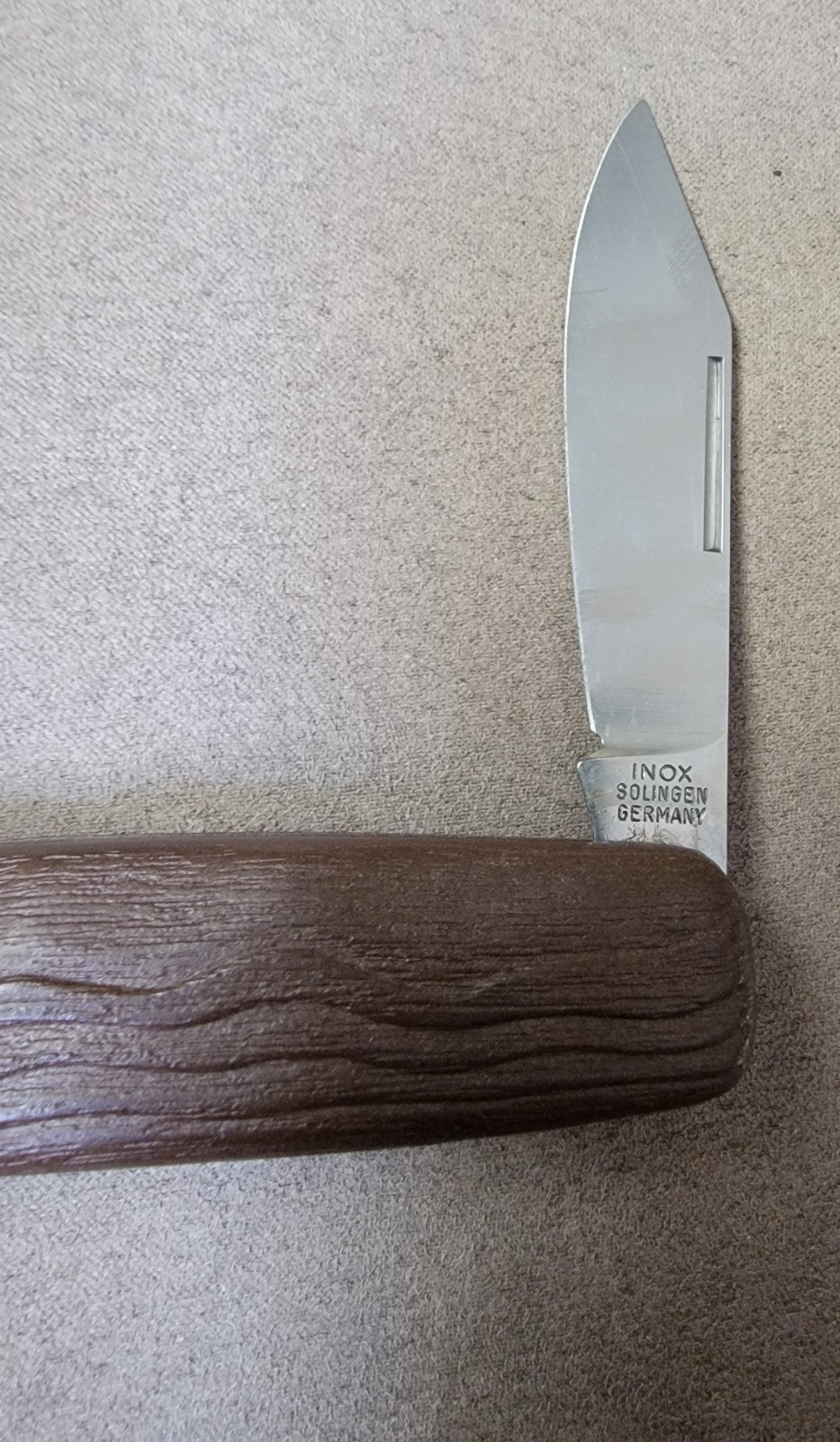 INOX SOLINGEN GERMANY Folding 3-Tool Knife/Scissors/Awl, 2.75″ Wood