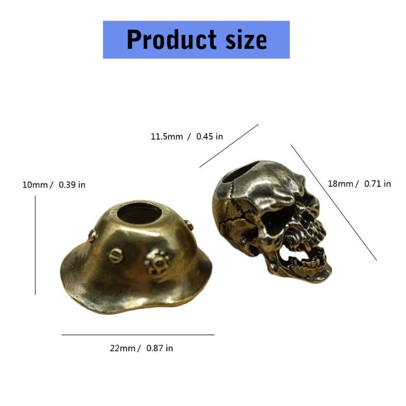 Vintage Skull Soldier Paracord Beads Brass Charm Beads DIY Paracord Accessories