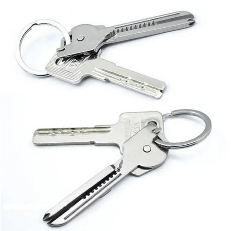 Swiss+Tech 6 In 1 Utili Multi Function Stainless Steel Key Tool Keychain Keyring