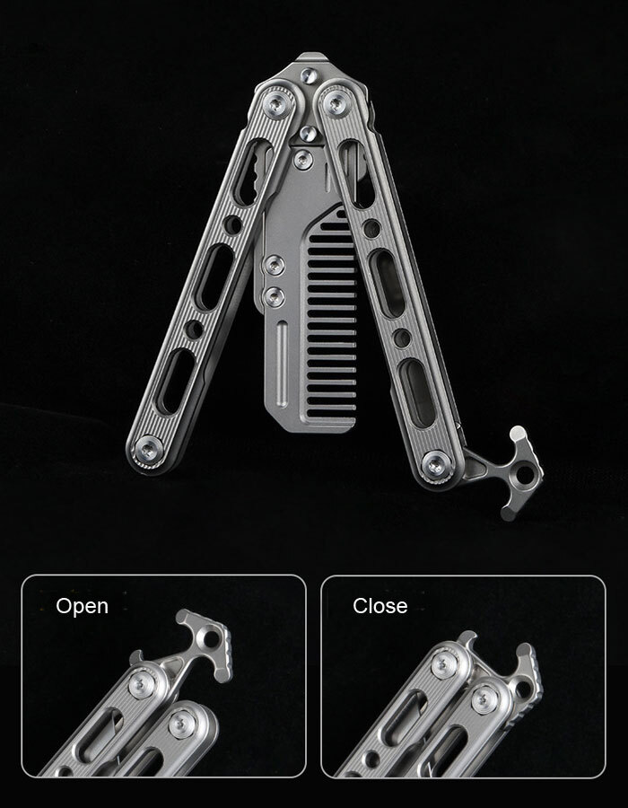 Outdoor Titanium Pocket Folded Comb Replaceable Blade Portable Practice EDC Tool