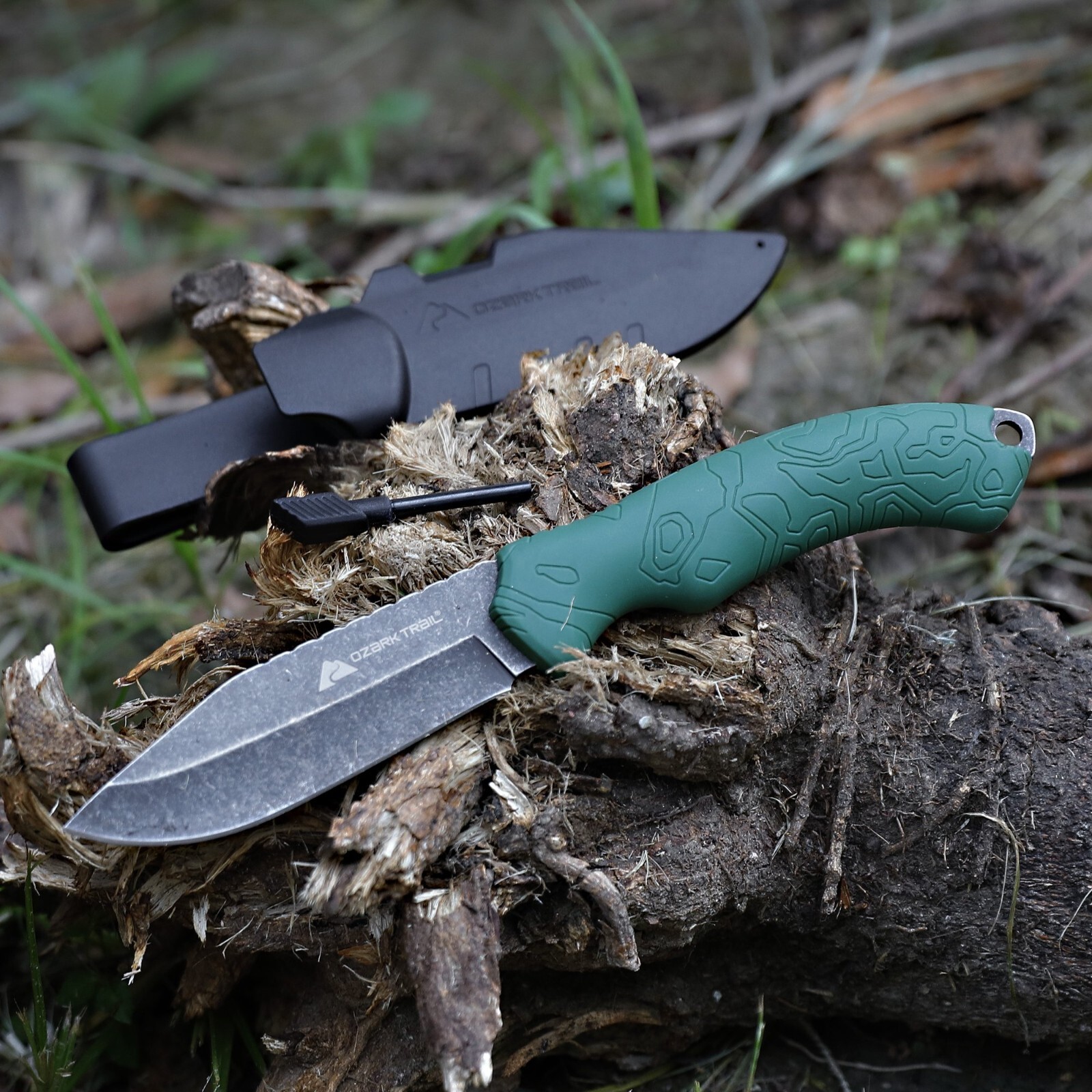 Ozark Trail 11 Pcs Camping Tool Set Black & Green 31344 Machete/Paracord/Carabin