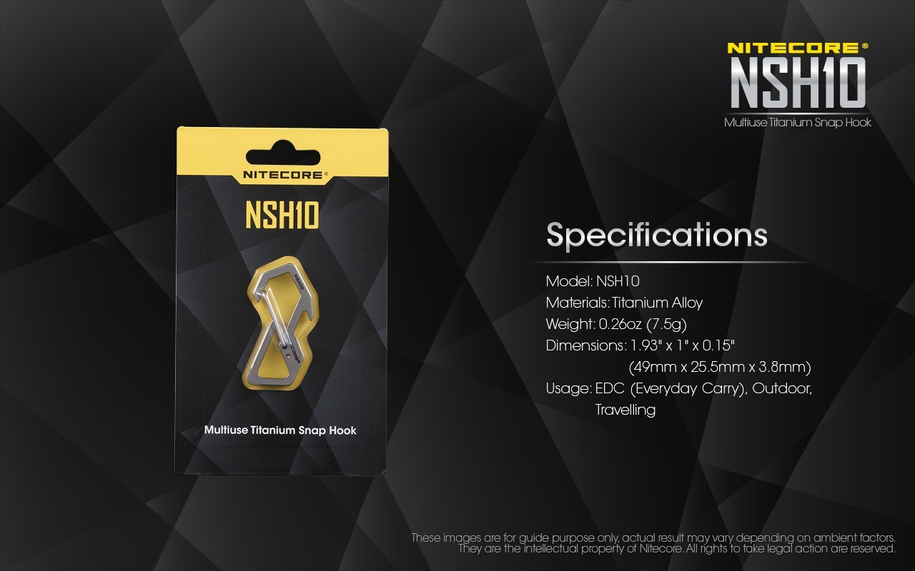 NITECORE NSH10 KeyChain Multiuse Titanium Snap Hook Anti-corrosion Ultra Hanging