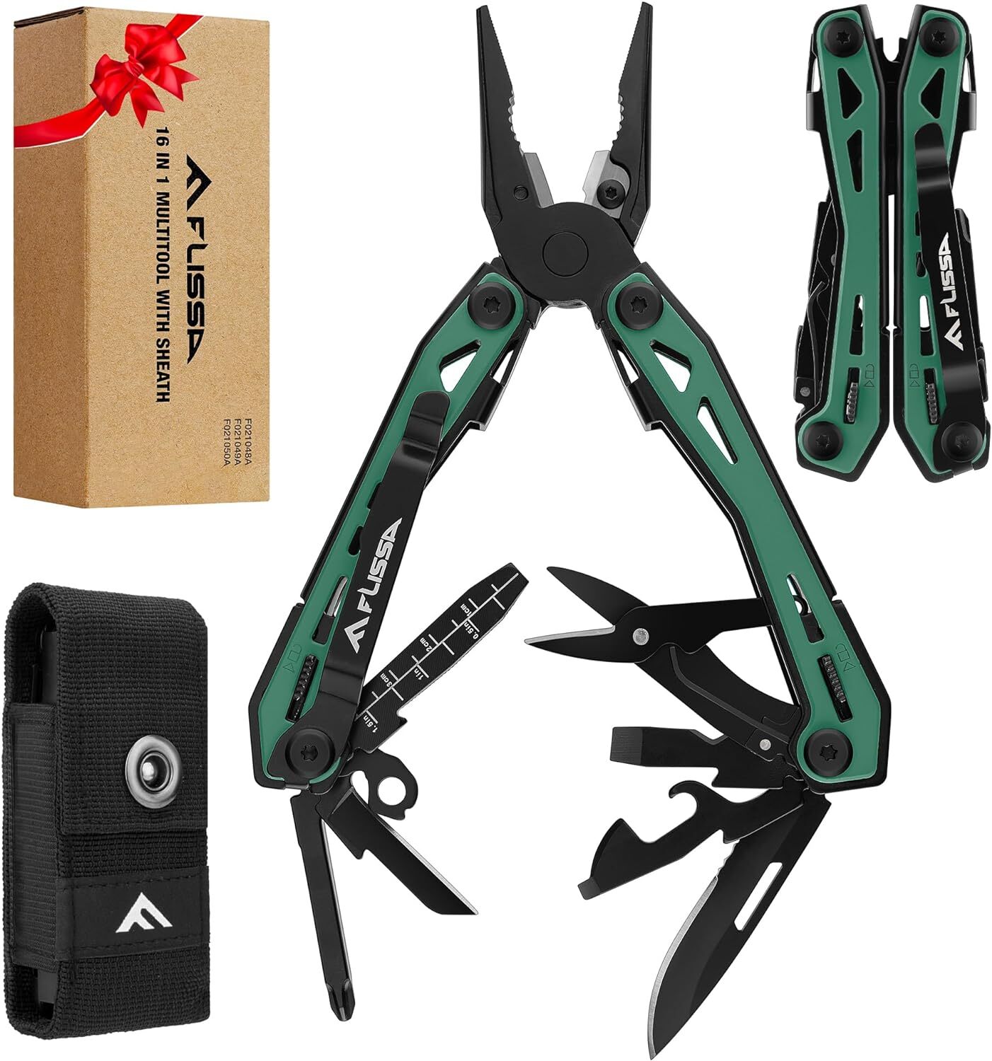 2025 FLISSA 16-in-1 Multi Tool Pliers Belt Clip and Oxford Pouch Camping Outdoor