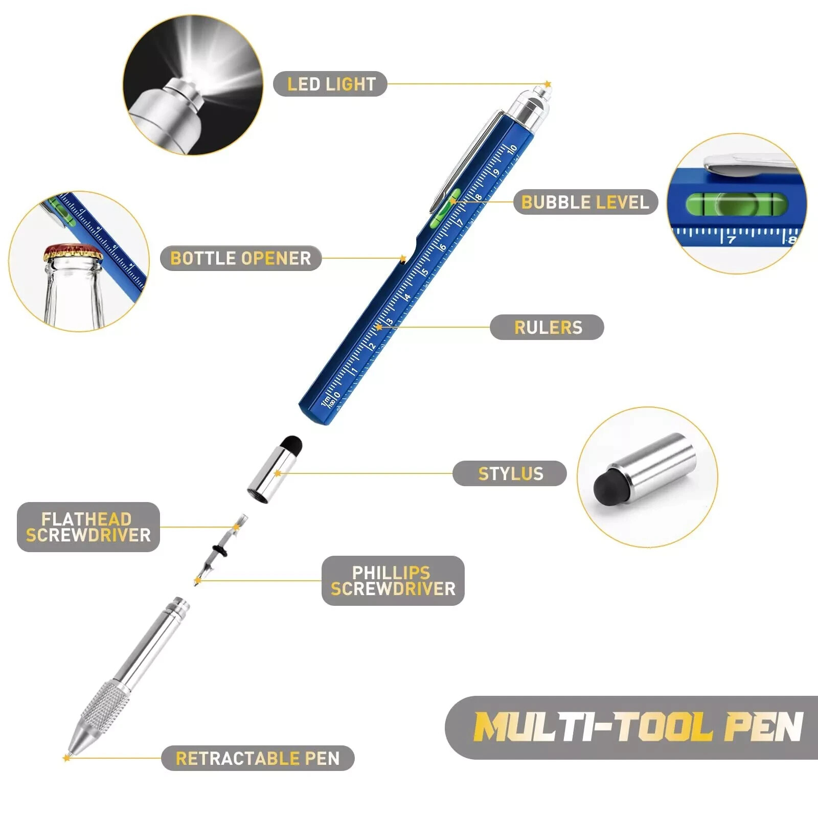 Stocking Stuffers For Men, 9 In 1 Multitool Pen Adults Gifts For Men, 3 Colors
