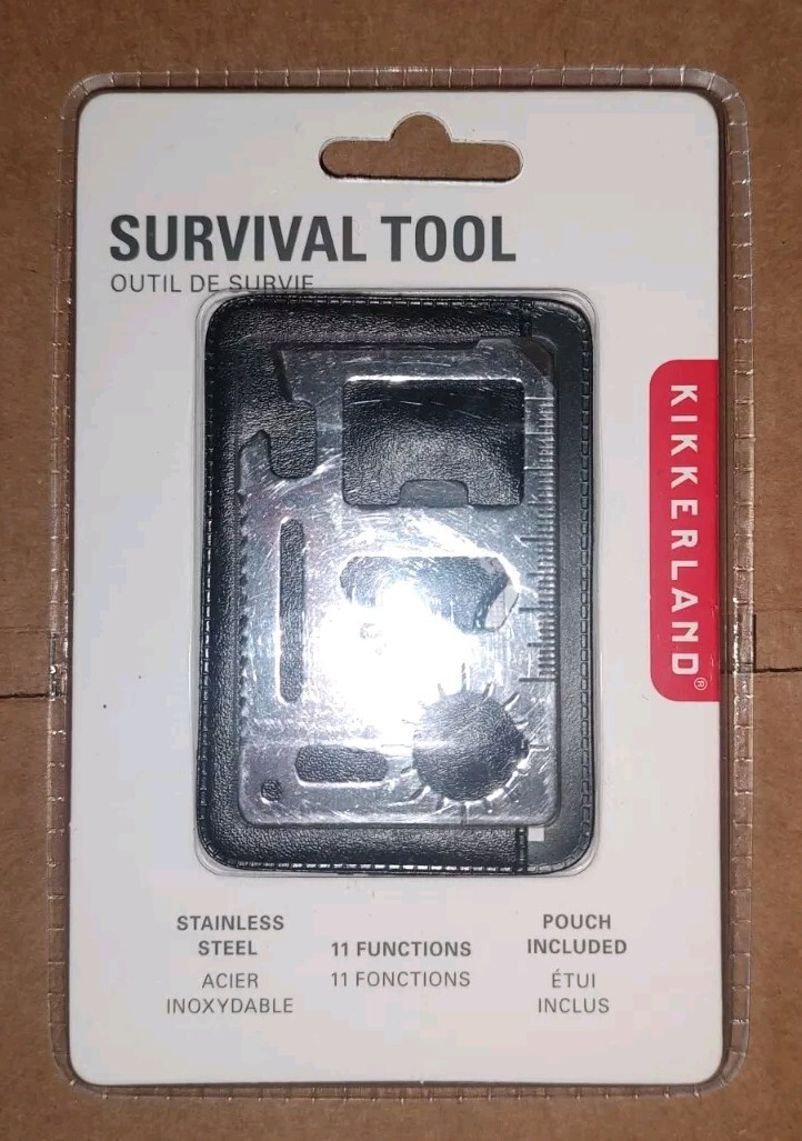 Kikkerland Classic Stainless Steel Survival Tool, Pocket 11 functions + Pouch