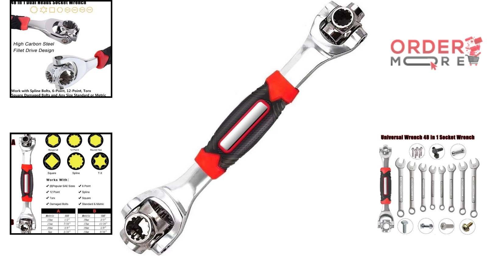 Universal Wrench 52 in 1 Socket Tool Multifunctional 360° Rotating Head