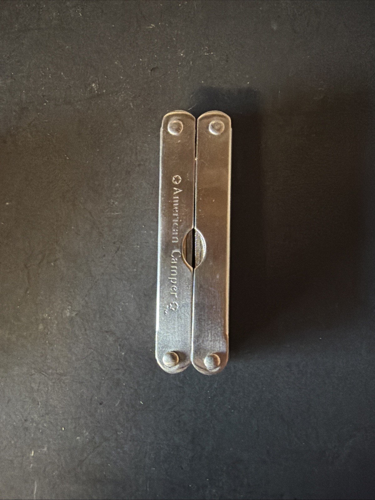 VTG American Camper Stainless Steel Multi Tool Foldable W Brown Belt Case Sheath