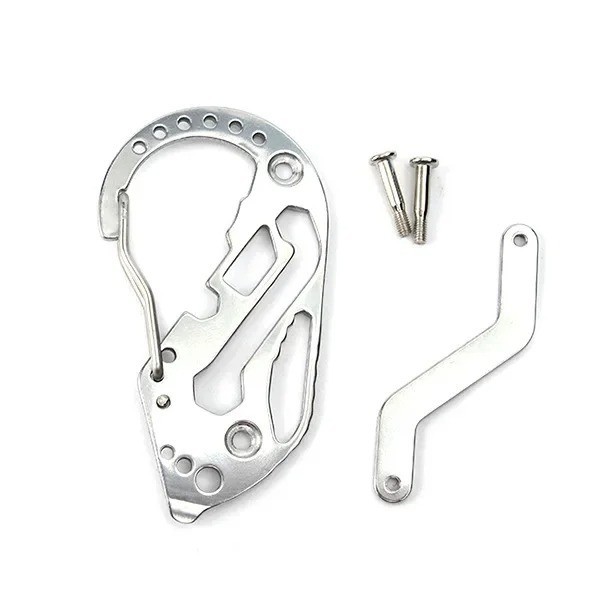 Stainless Multi Tool EDC Pocket Survival Carabiner Screwdriver Keychain Wrench**