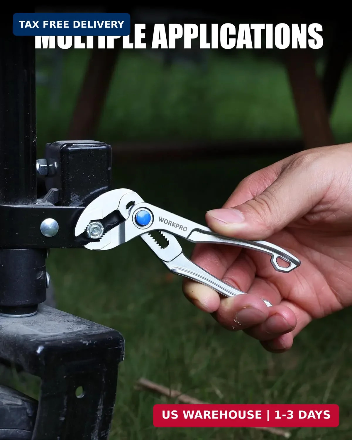 WORKPRO Mini Water Pump Pliers, 4-Inch Groove Joint Pliers, Fast Adjustable Tong