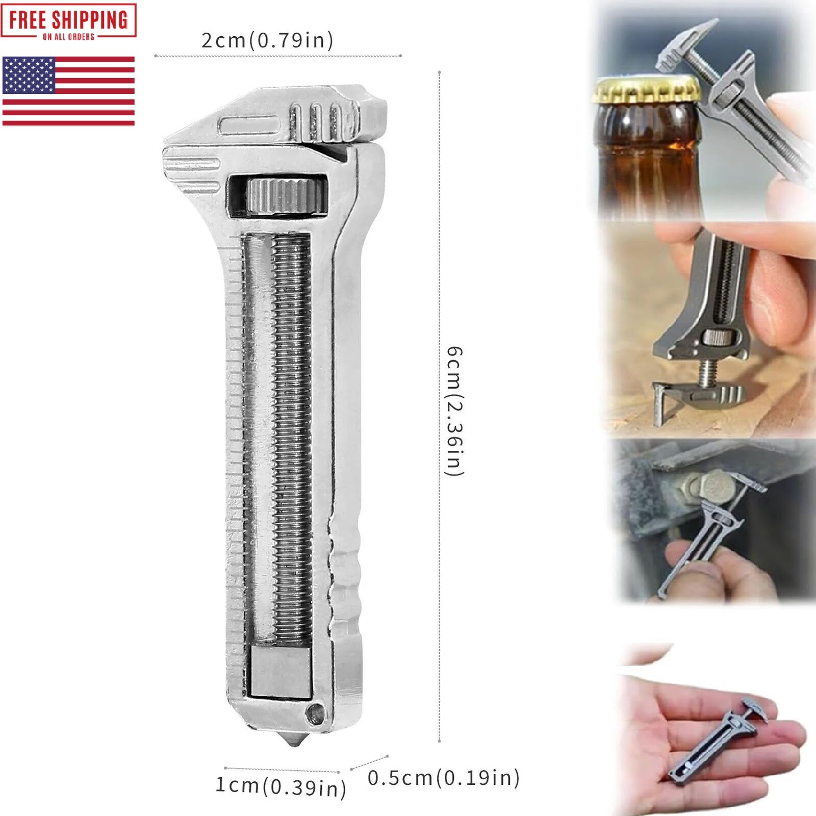 Mini Multitool Wrench Compact Titanium Pocket Adjustable Wrench Alloy Multitool