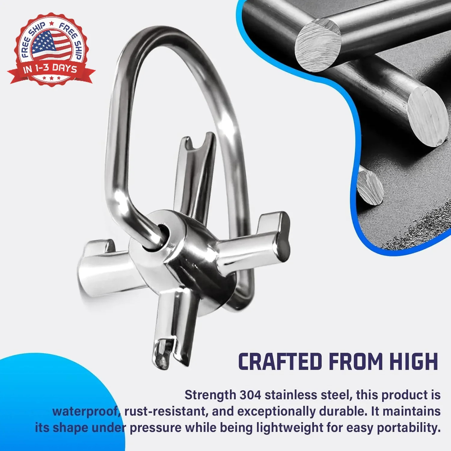 HVAC Tools, Locking Cap Key for Refrigerant Safety Caps, Universal Triple Use Mu