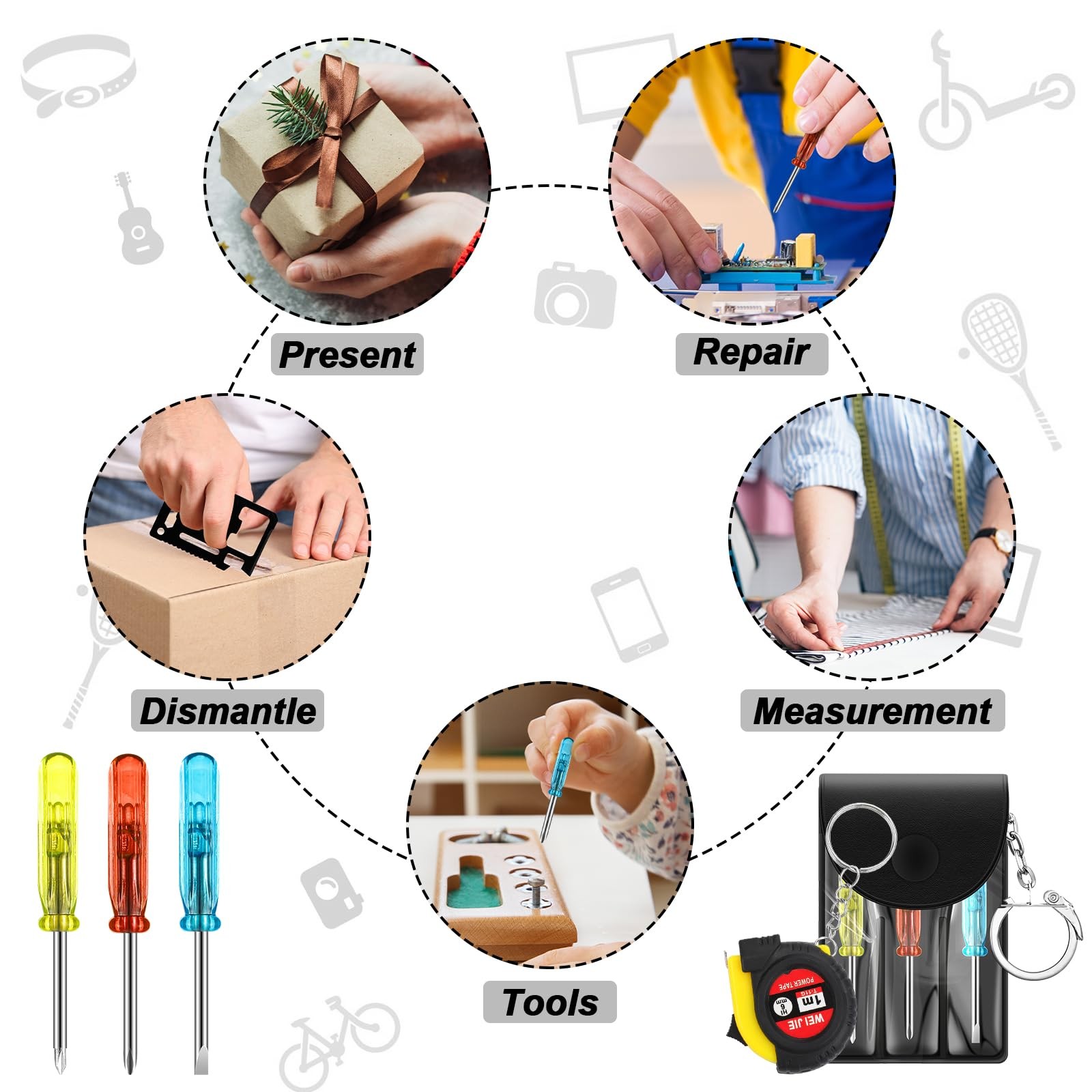 Pickmesh 60 Pcs Christmas Employee Coworkers Gifts for Men Mini Measuring Tape