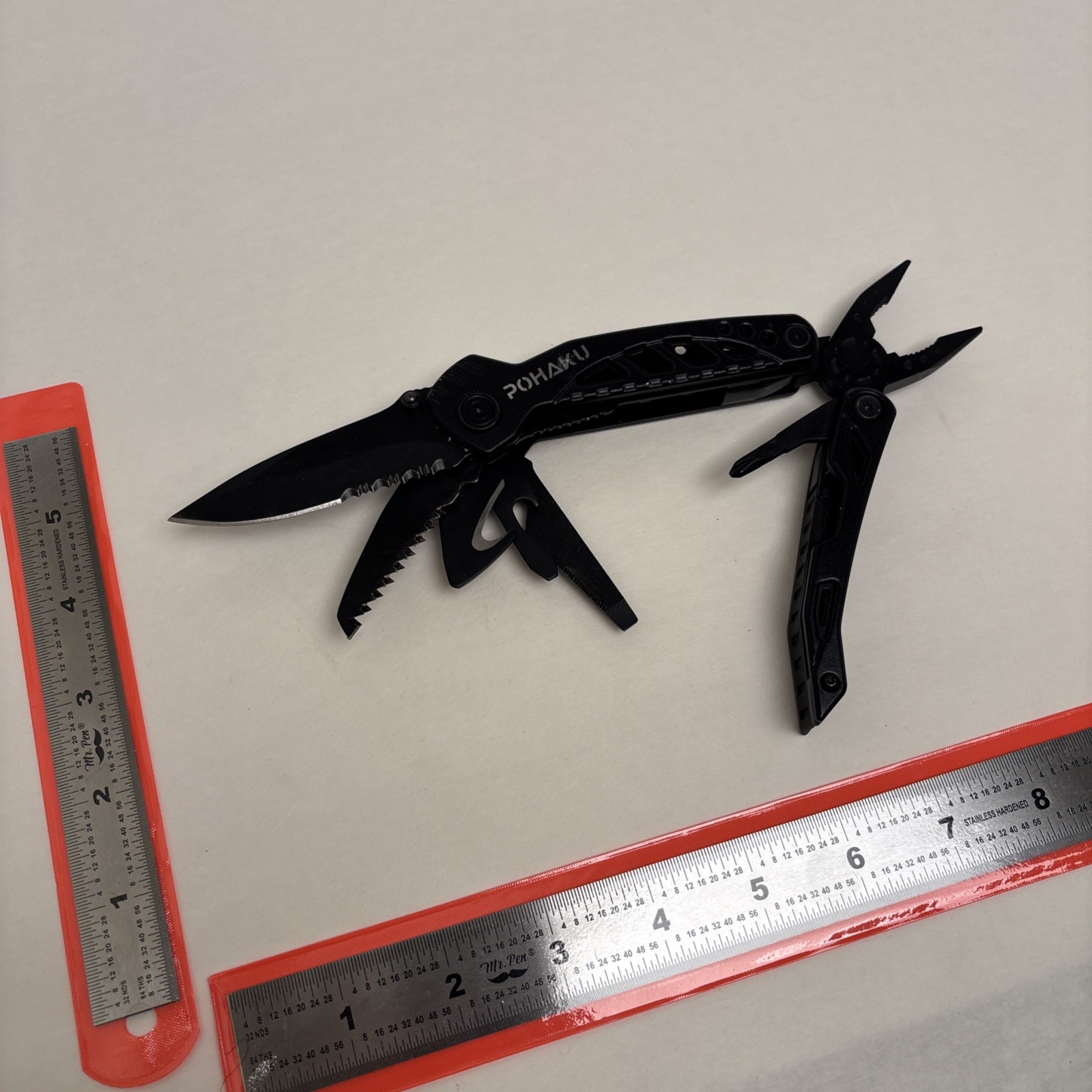 POHAKU BLACK MULTI-TOOL WITH PLIERS, KNIFE, SAW, FILE, SCREWDRIVERS