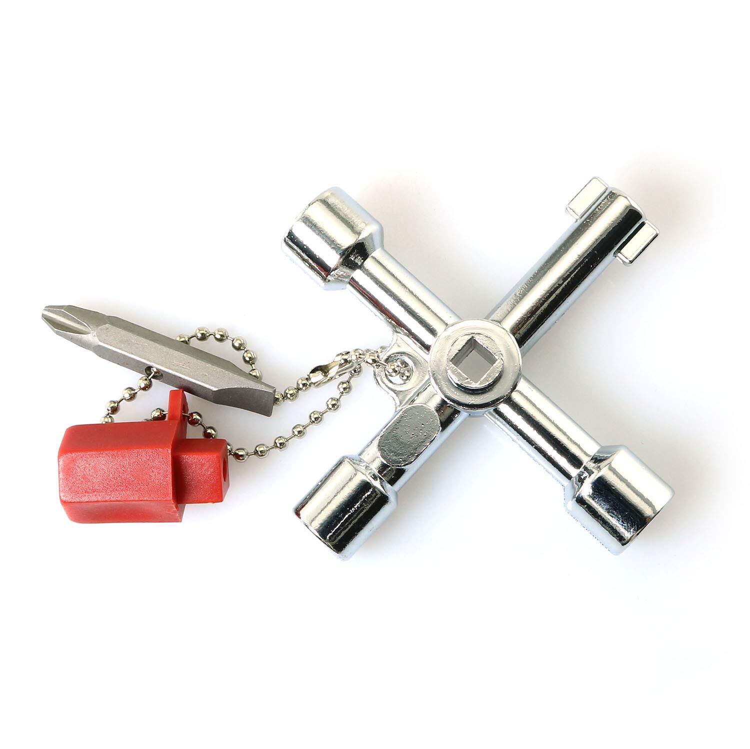 4-Way Cross Key Universal Triangle Wrench Zinc Alloy Plumbers Electric