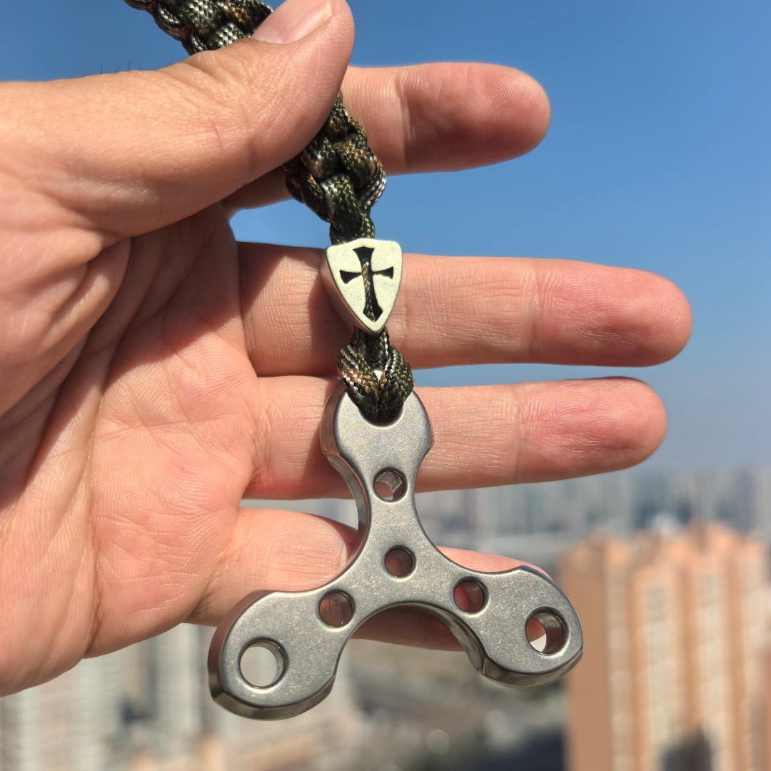 TC4 Titanium alloy EDC Tool Triangle Cross Army Shield Emblem “Thickened 8mm”