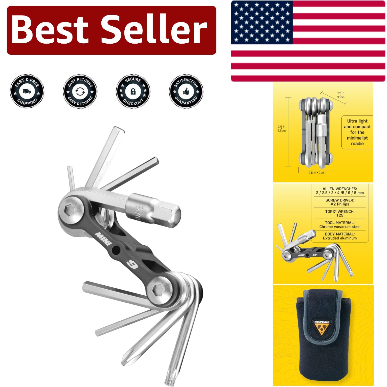Elegant Mini 9 Multi-Tool: Essential 9-In-1 Tool for Every Cycling Adventure