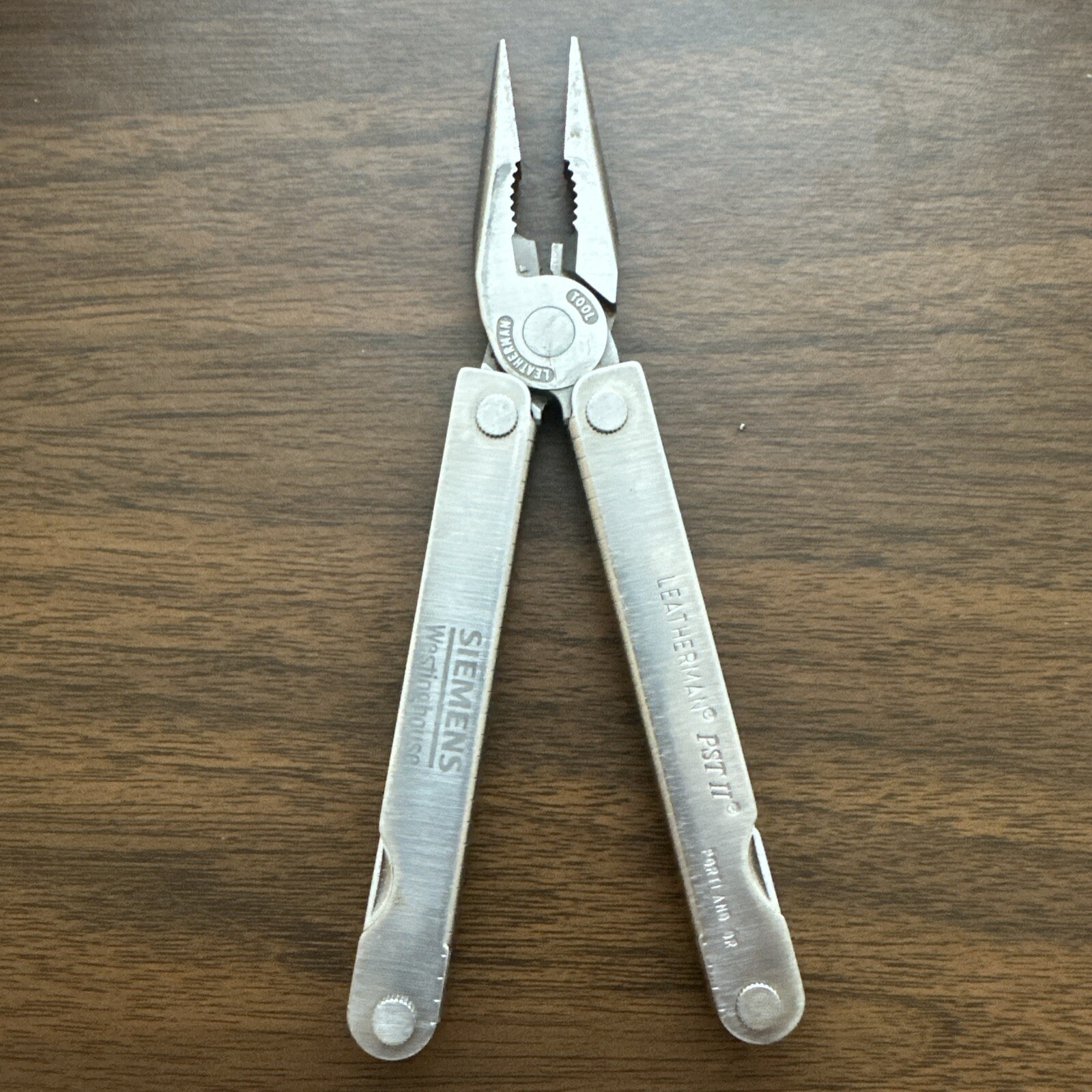 2002 “Siemens” Leatherman PST II Leather Sheath, Scissors, fish hook file, combo