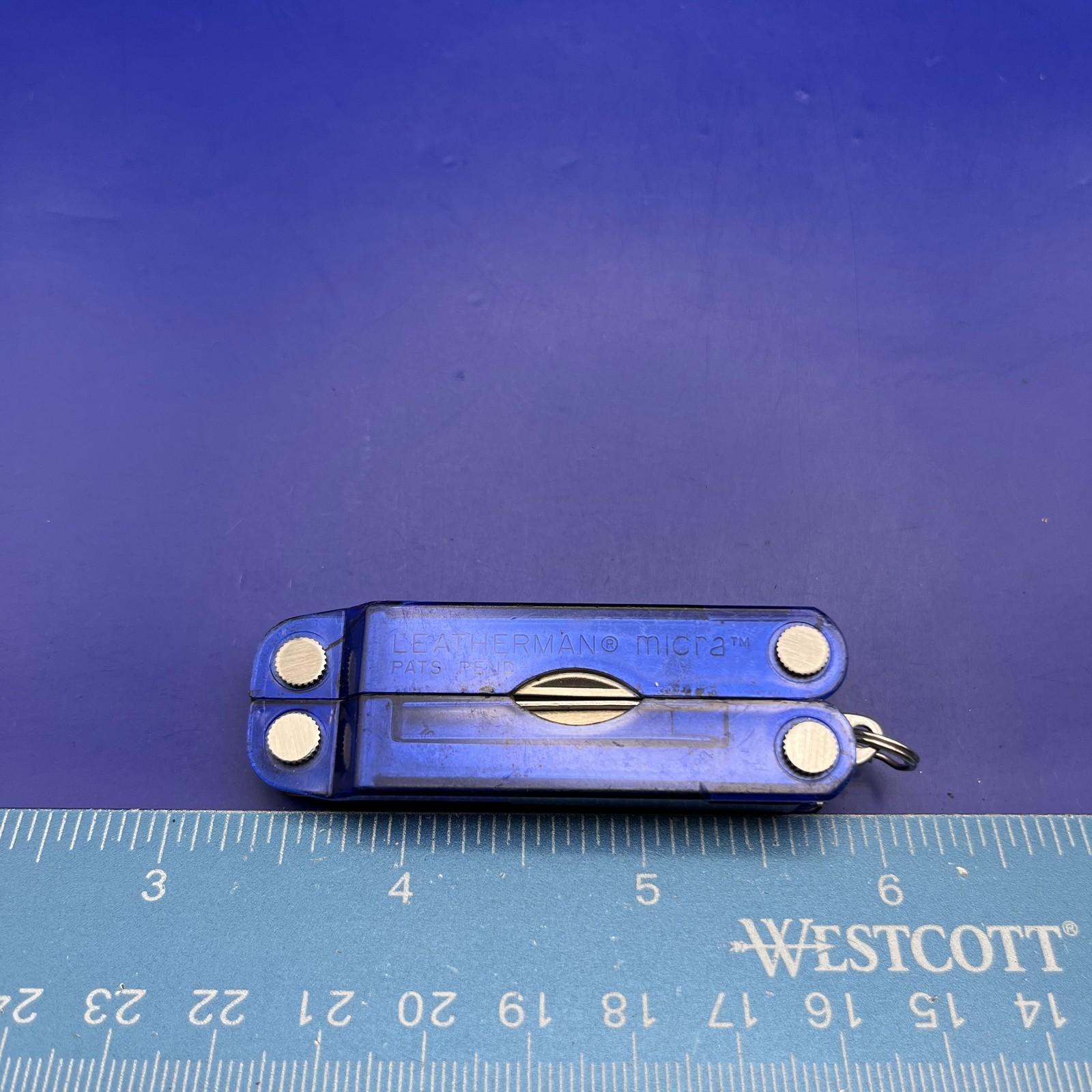 Leatherman Micra Multi-Tool Knife, Scissors- Blue Translucent