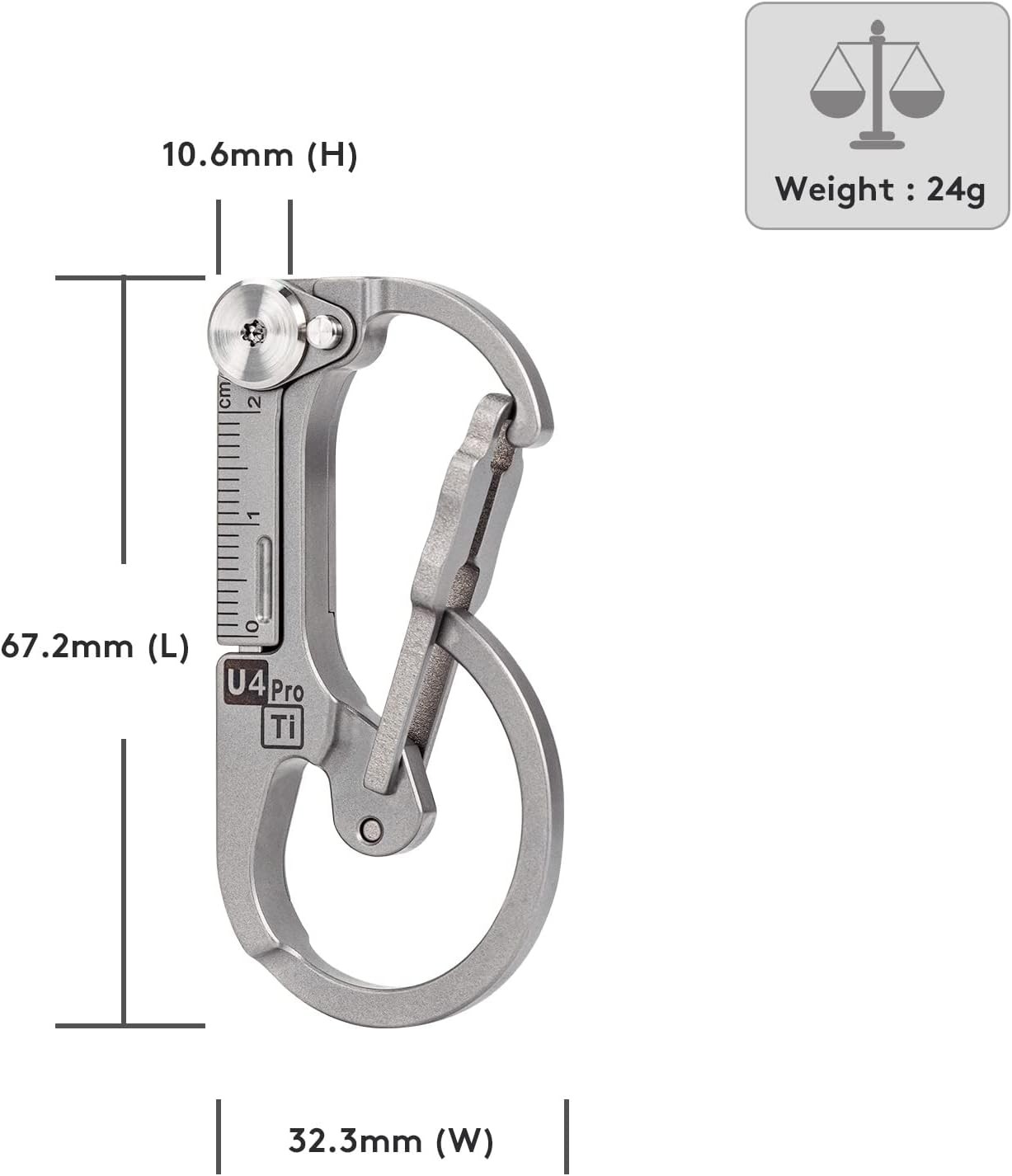 RovyVon U4 Pro+ Titanium Carabiner Multi-Tool Knife & Screwdriver