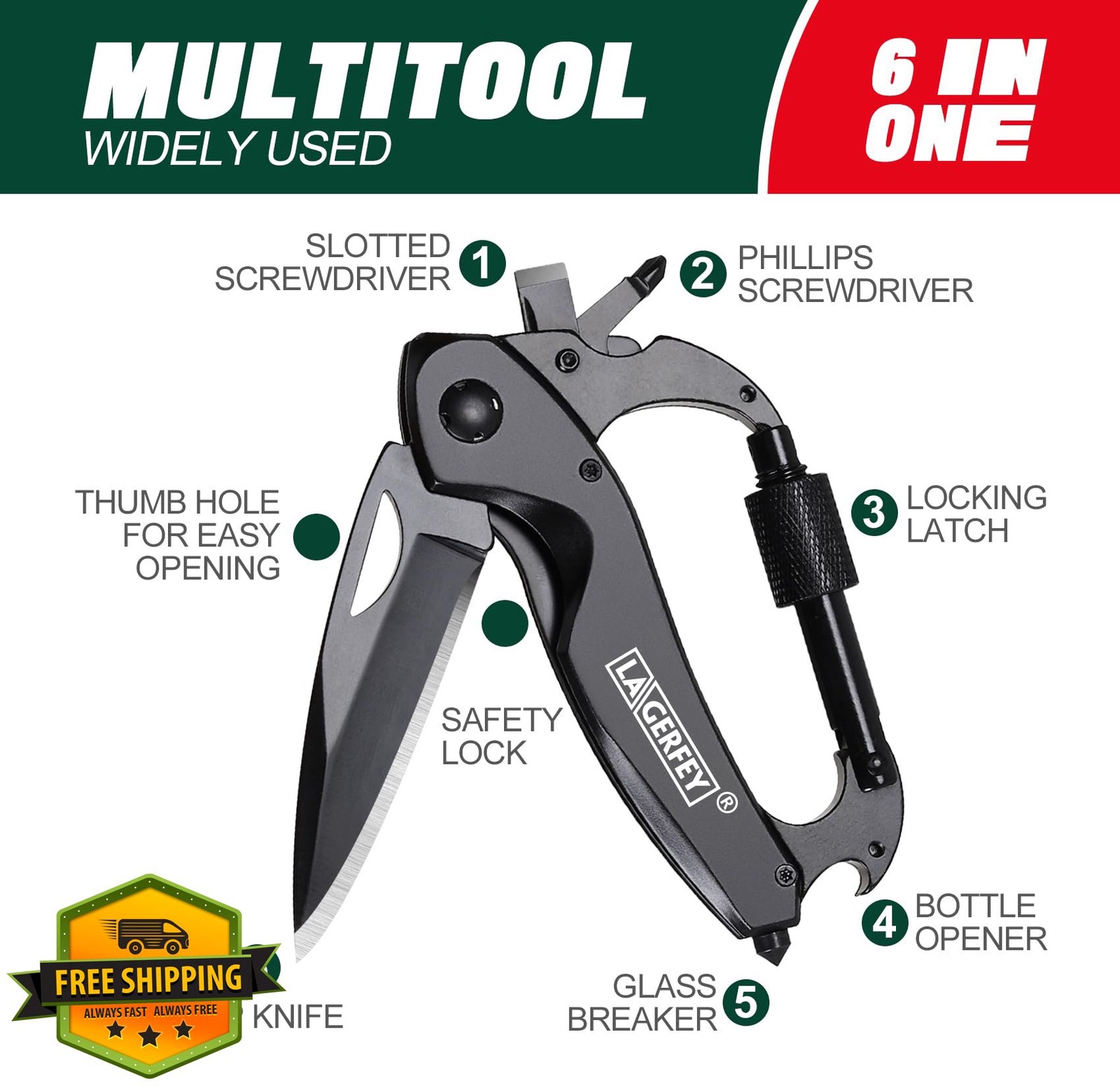 LAGERFEY Multitool Gift Keychain for Men
