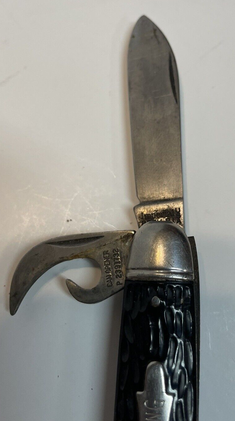Vintage Imperial Kamp-King Multi Tool Pocket Knife / Opener, Plain Blade, Black