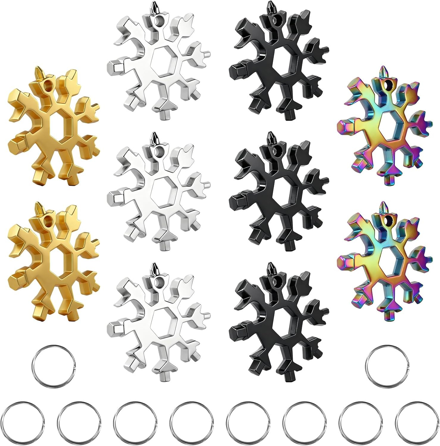 10 Packs Snowflake Multi Tool,18 in 1 Snowflake Multitool,Snowflake Wrench/Bottl