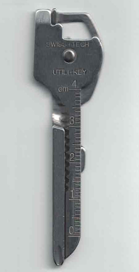 7 tools in 1 Utili-Key Multifunction key sized knife, saw screw Stainless Steel