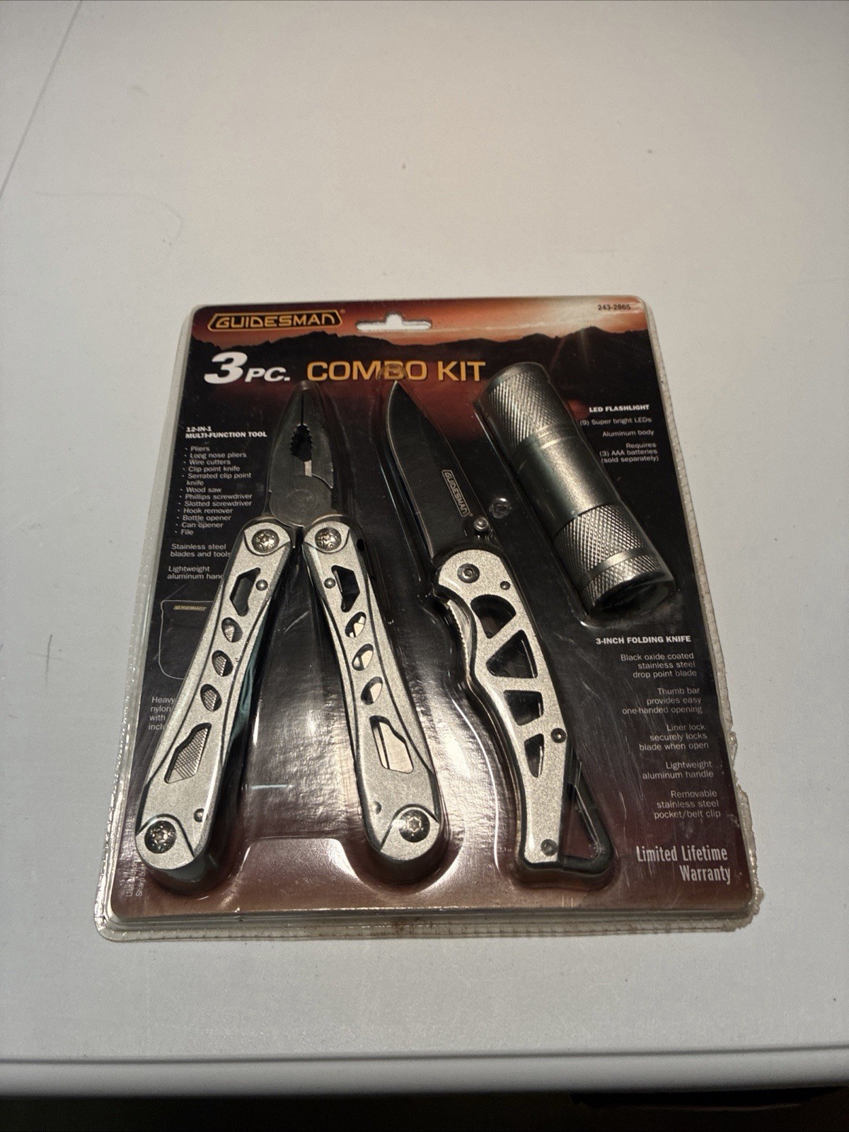 Guidesman 3Pc. Combo Kit With Pocket Knife, Multi Tool And Flashlight
