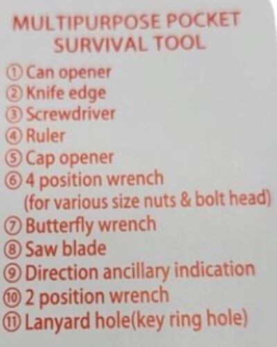 SE Wallet Multi Survival Tool Stainless Steel Credit Card Size Thin 11 in 1