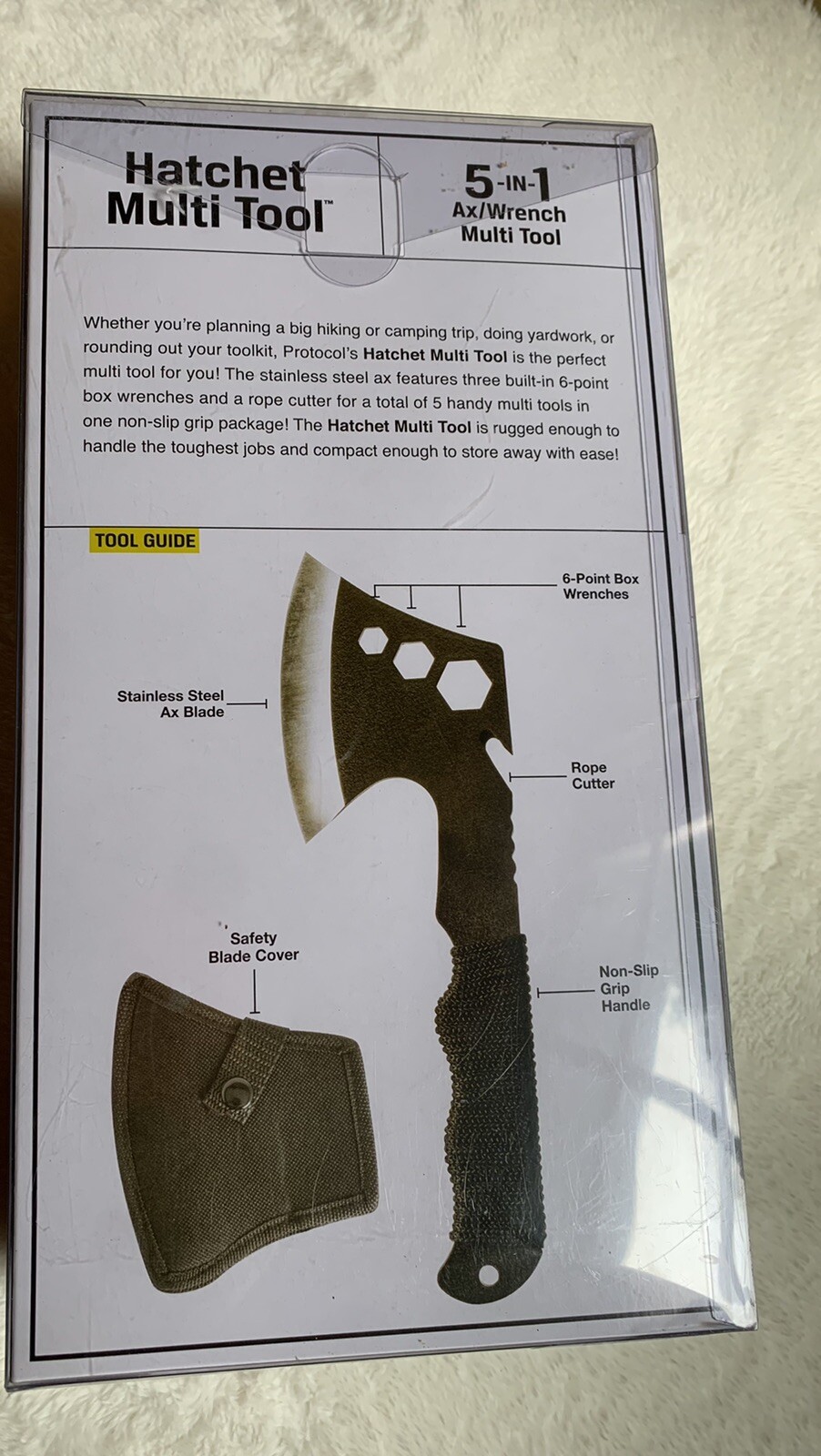 Protocol Hatchet Multi Tool Stainless Steel Ax, Rope Cutter, Non-slip Grip Handl