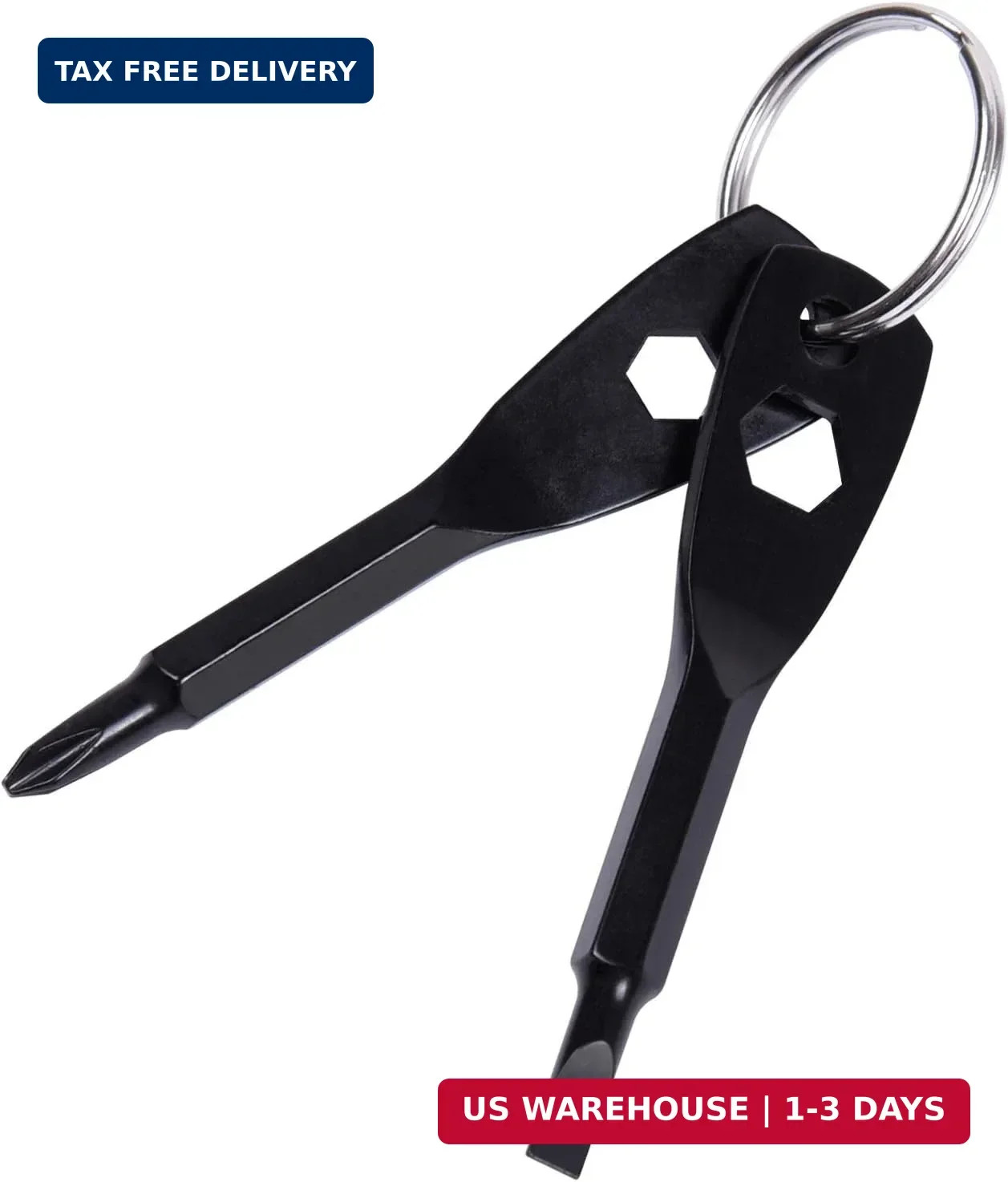 Portable Keychain Screwdriver, 4-in-1 Multifunction Repair Tool Pocket (Black)