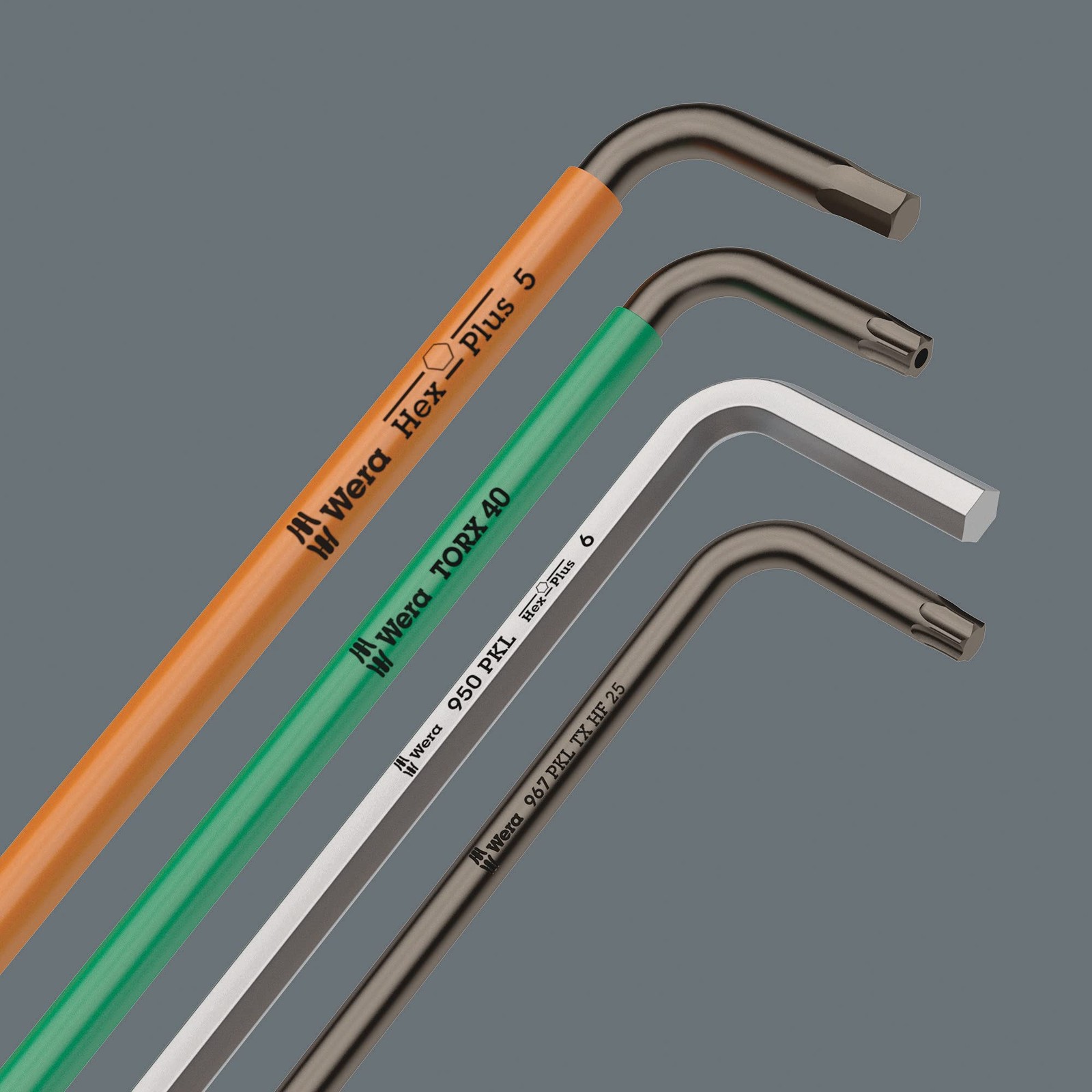 05022102001 Wera HexPlus 8 Metric ChromePlated LKey Wrench Set 9 Piece