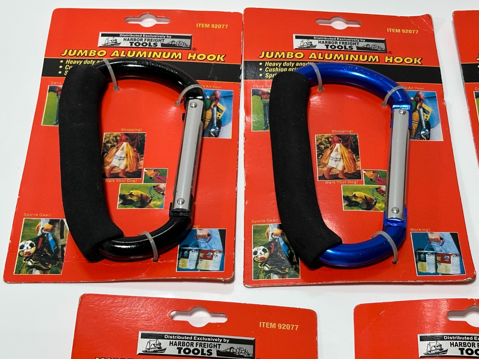 NEW 5pc Heavy Duty Aluminum Jumbo Multi Use Hook, Cushioned Grip, Spring loaded