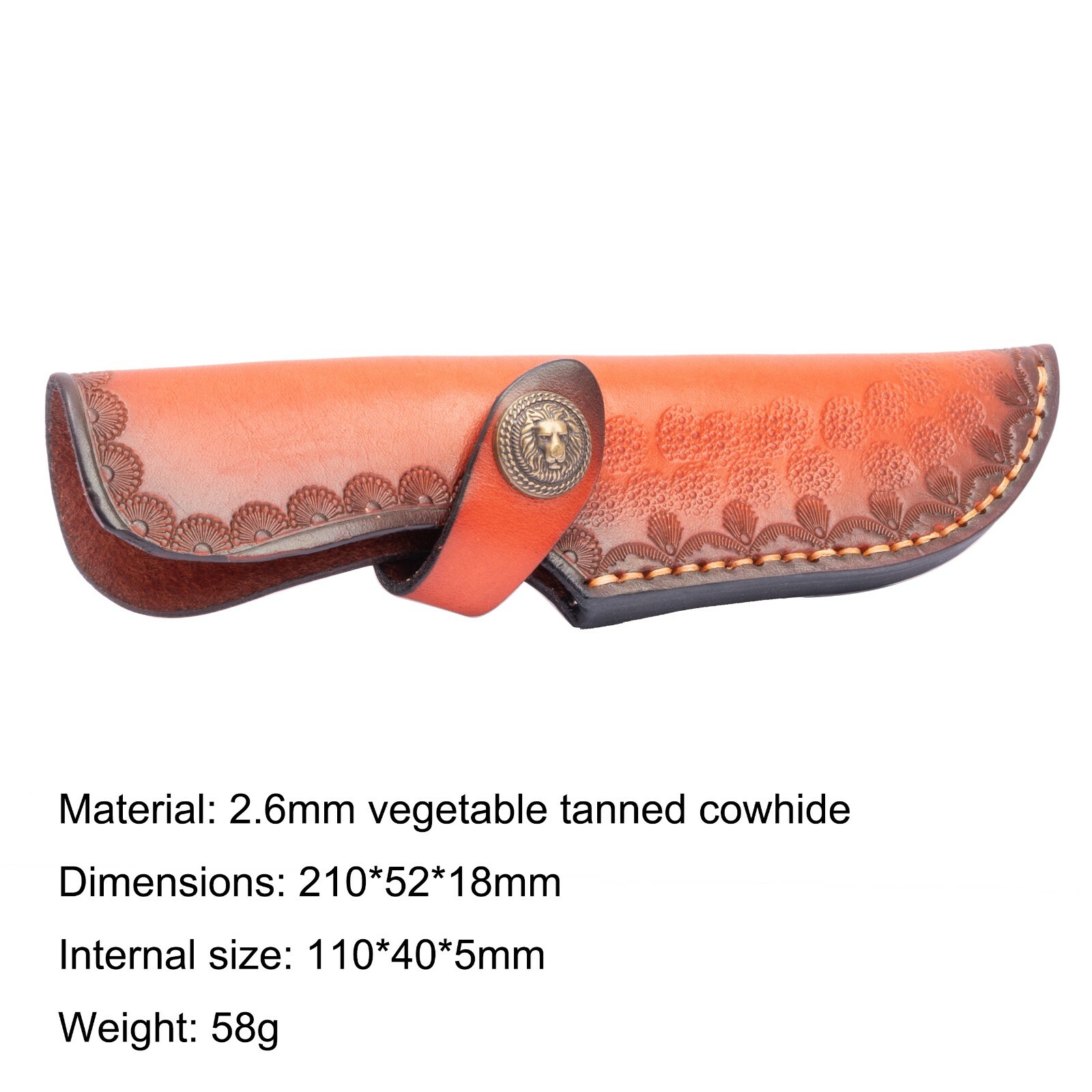 Knife Sheath Hand Made Leather with Fixed Blade Knife
