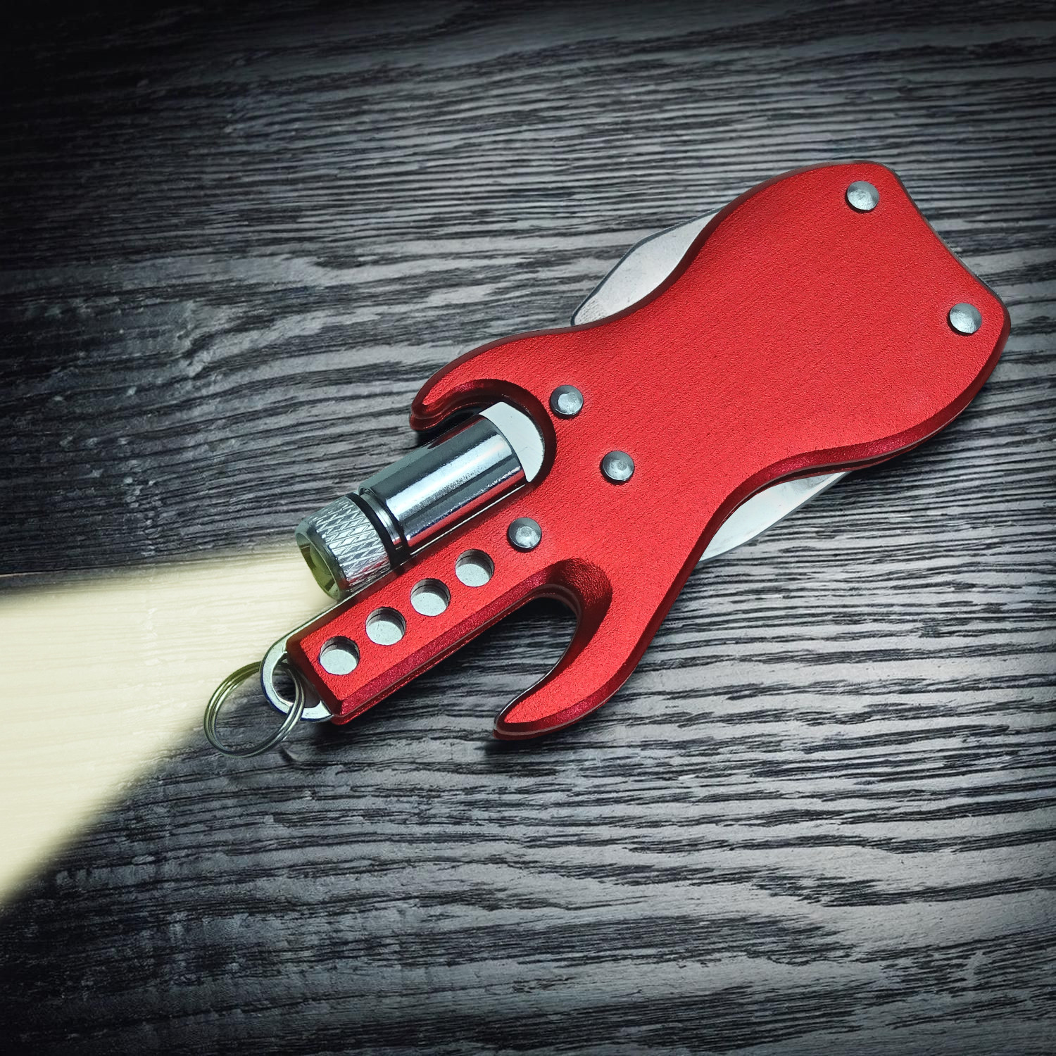 keepdrum KDMT-RD Multi Tool Keychain Guitar Red