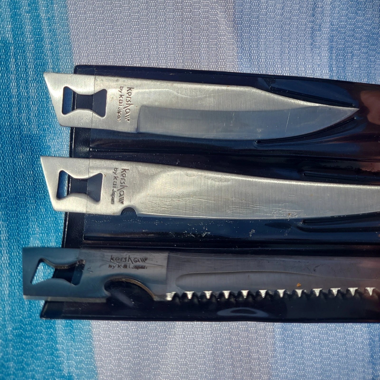 Vintage Japan Kershaw Kai Knife Lot, Fishing Butcher, Interchangeable Set Signed