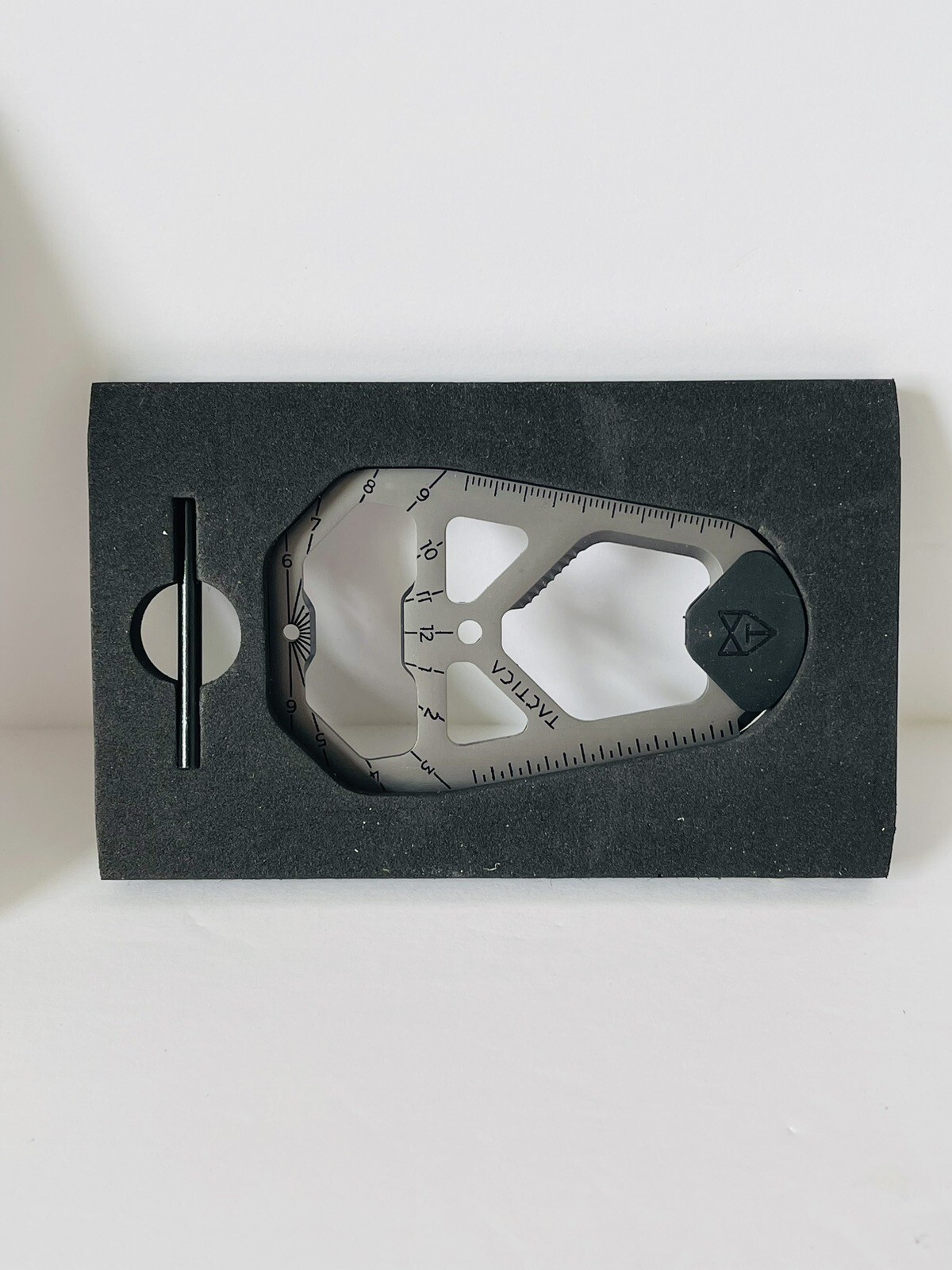 TACTICA M020 Camping Tool Card Black with Ferro Rod Titanium Multi Tool Outdoor