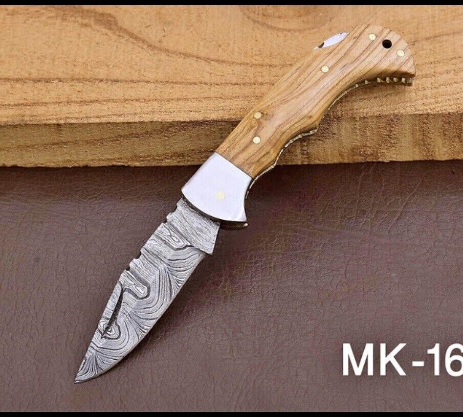 Damascus knives HANDMADE FOLDING BLADE POCKET KNIFE IDEAL BUCK HUNTING X418