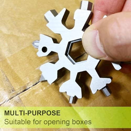 Stocking Stuffers for Men, Snowflake Multitool 2PCS 18 in 1 Silver+black