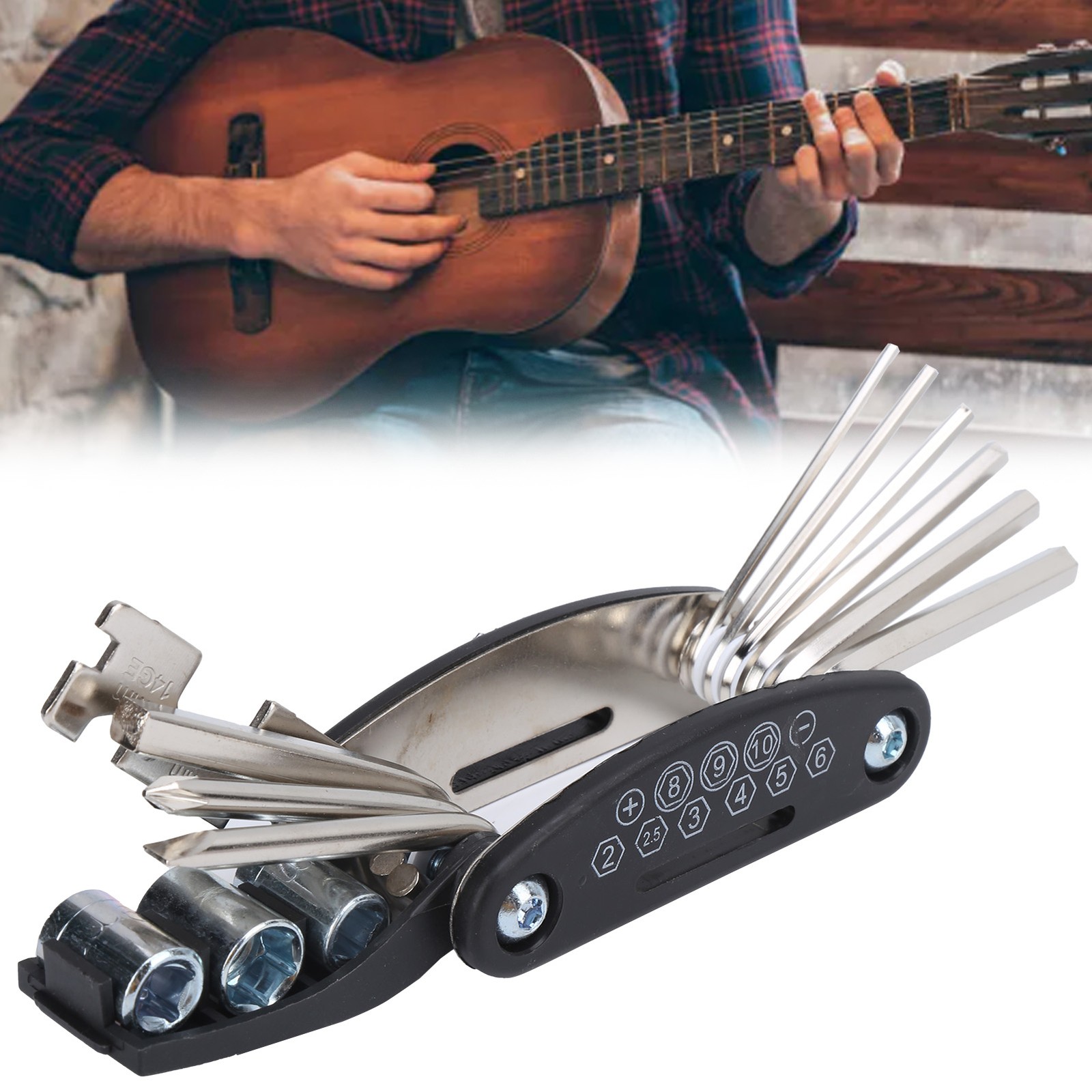 Guitar Multitool MultiFunction Wrench 13in1 Combination Repair Adjustment Ca CHU