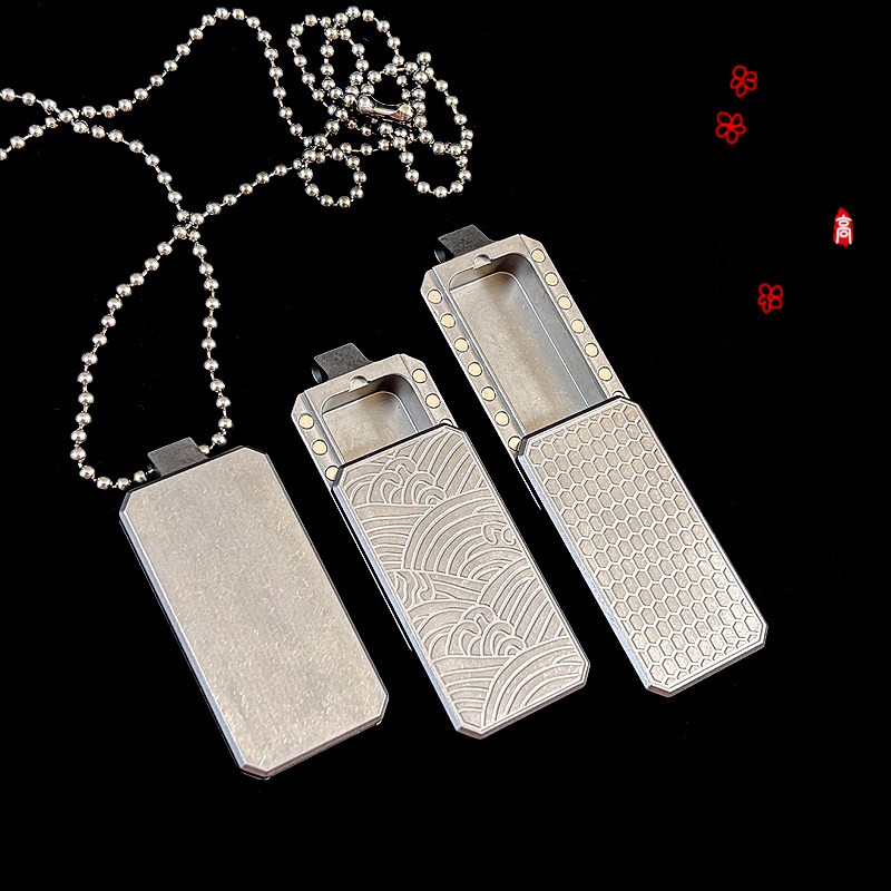 Titanium Alloy EDC Dog Tag Necklace Storage Box Mechanical Slider Fidget Toy
