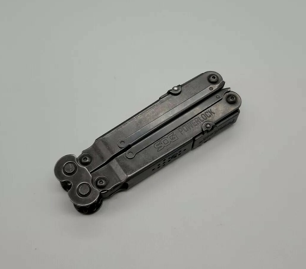 SOG PowerLock Multitool Black Oxide Combo Knife Scissors Saw File