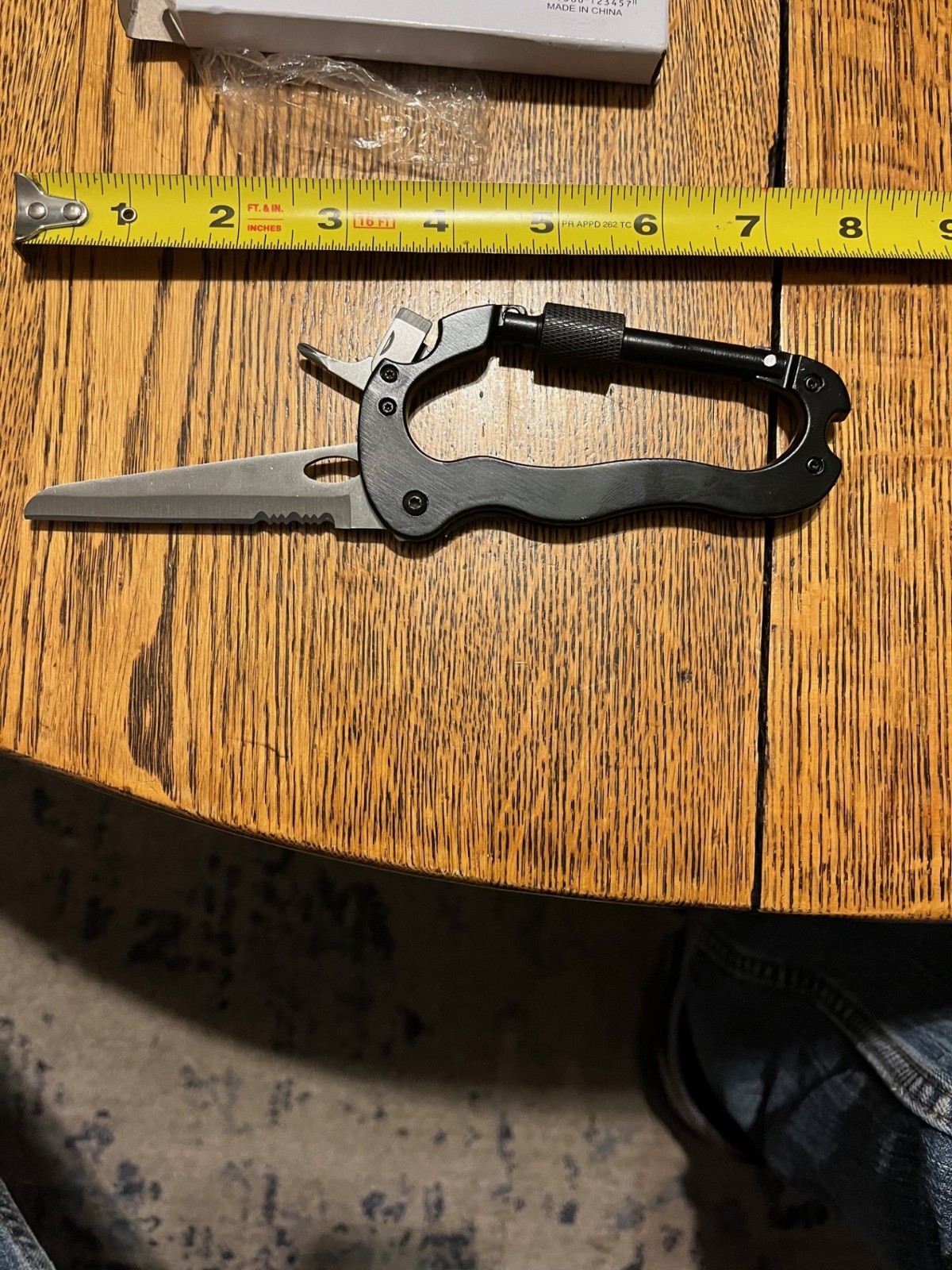 5 in 1 Carabiner Multi Tool Folding Knife Screwdriver Bottle Opener EDC