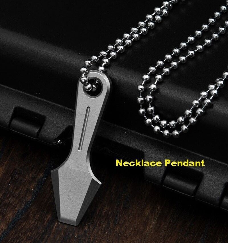 Mini Titanium Keychain Pry Bar Crowbar Necklace Pendant Pocket EDC Tool Outdoor