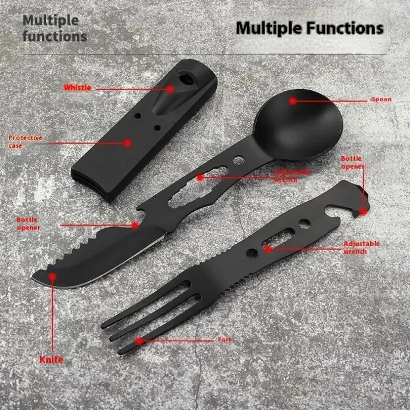 7 in 1 Multi Tool Fork Knife Spoon Camping Survival Tool Kit