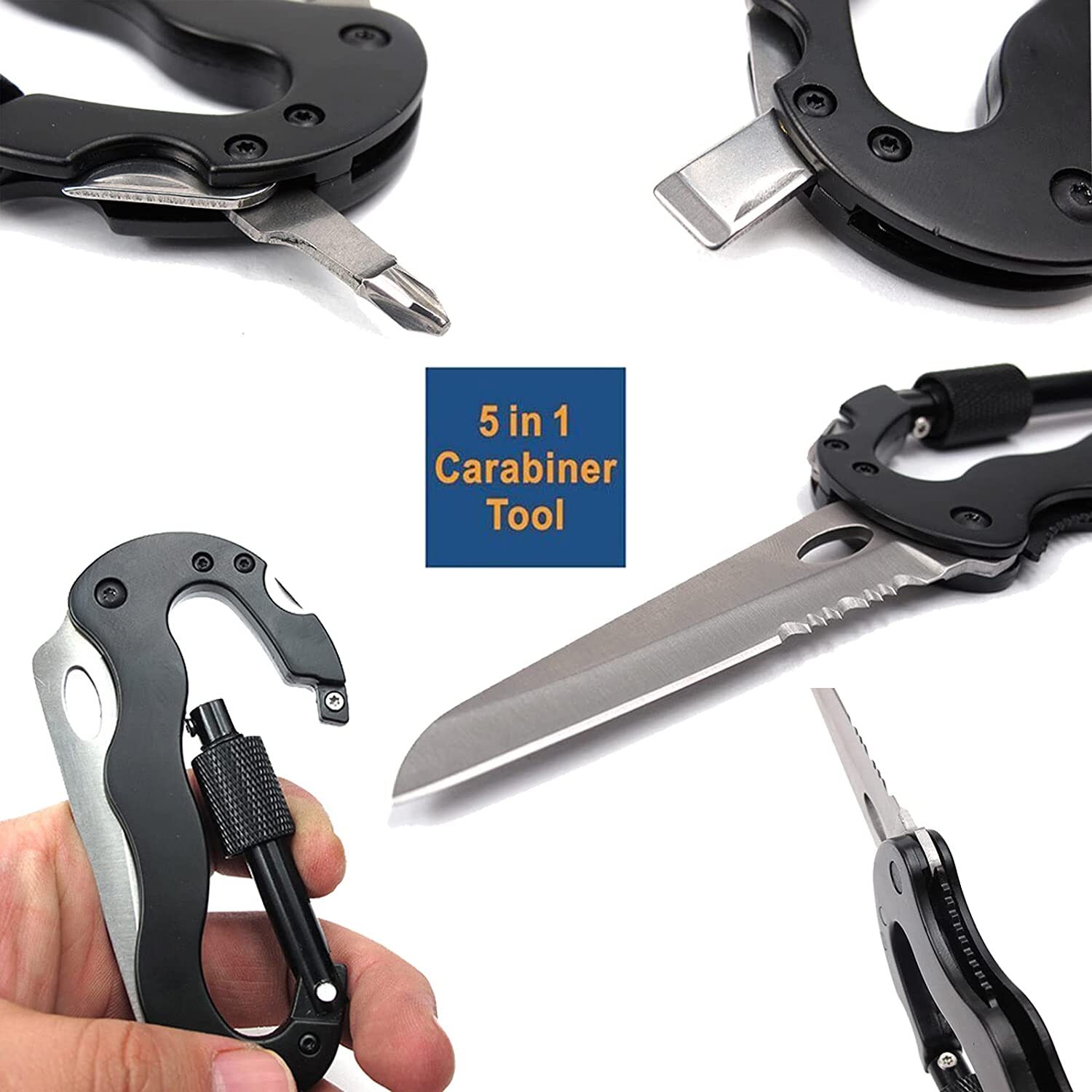EDC Multi-Tool Carabiner Keychain Screwdriver Key Holder Outdoor Camping Hunting