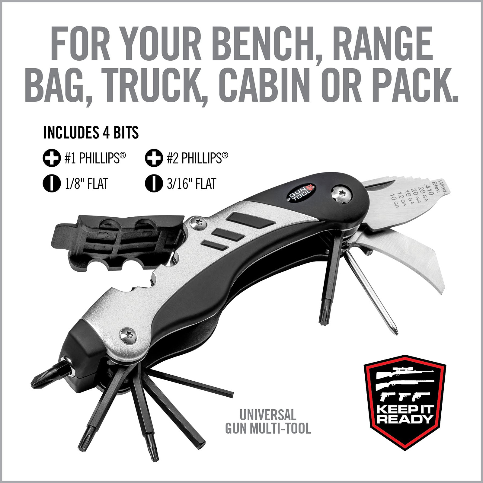 Black Multitool Gun Tool 18 in 1 for Rifles and Shotguns with Ergonomic Grip